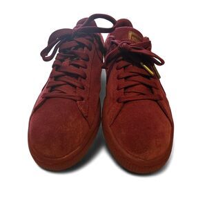 PUMA Suede Kids Lace-Up Sneakers Burgundy Red Youth Size 5 Casual Shoes